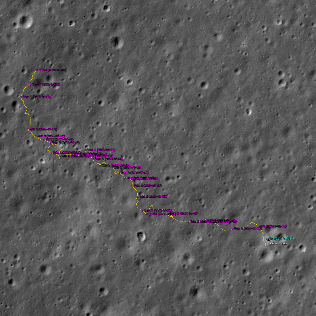 Image of the new Chang'e 4 Zoomable Traverse view from the Featured Sites section of the LROC website.