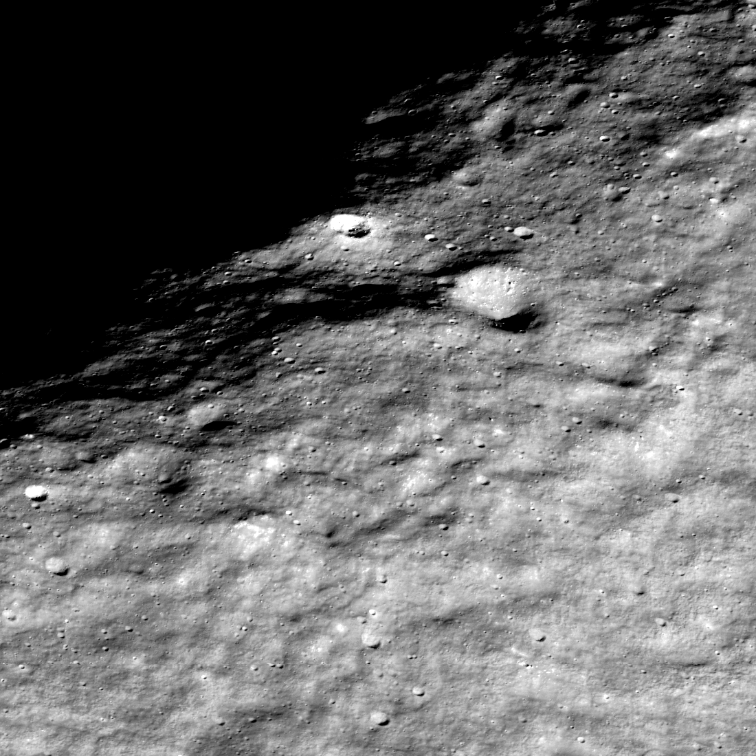 RIm of Shackleton crater, south pole just into the shadows