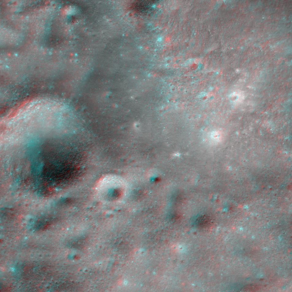 LROC NAC Anaglyph: Highland Ponds