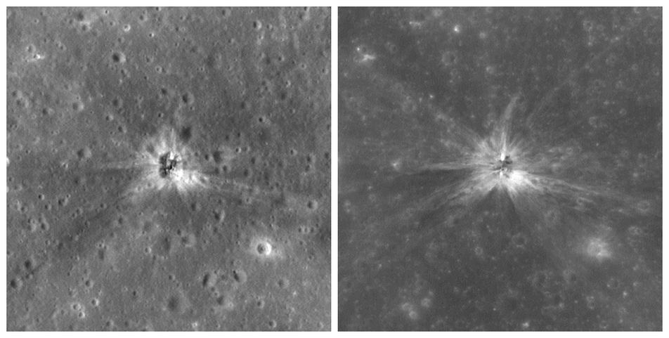 Two LROC Images of AS16 S-IVB crater