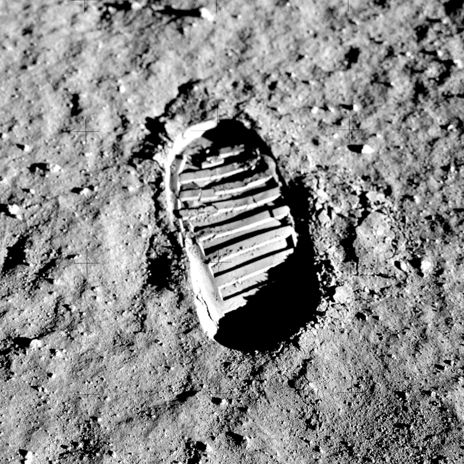 Apollo 11 boot print in regolith