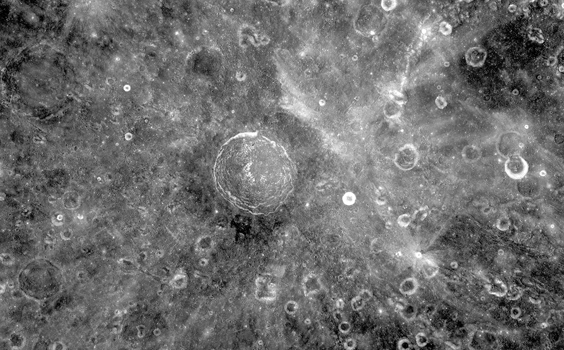 WAC normalized reflectance image of Vavilov crater showing dark halo