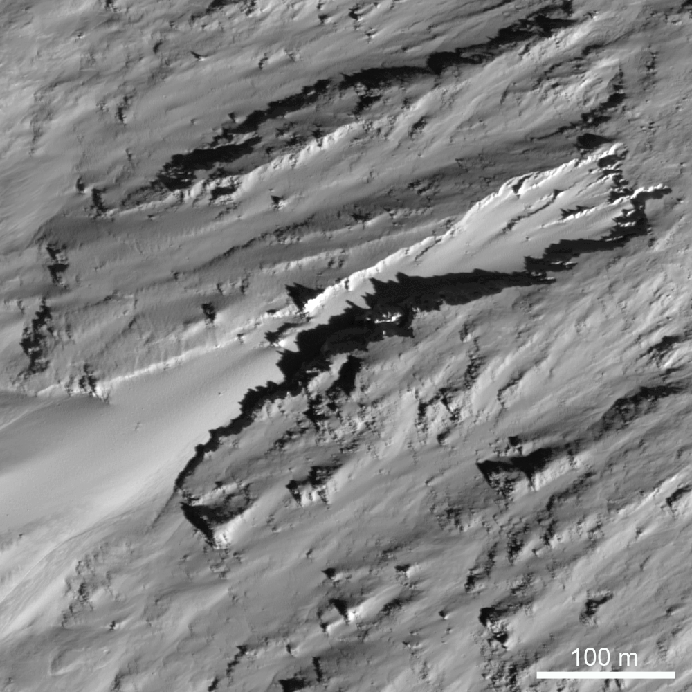 Erosional trough on crater wall