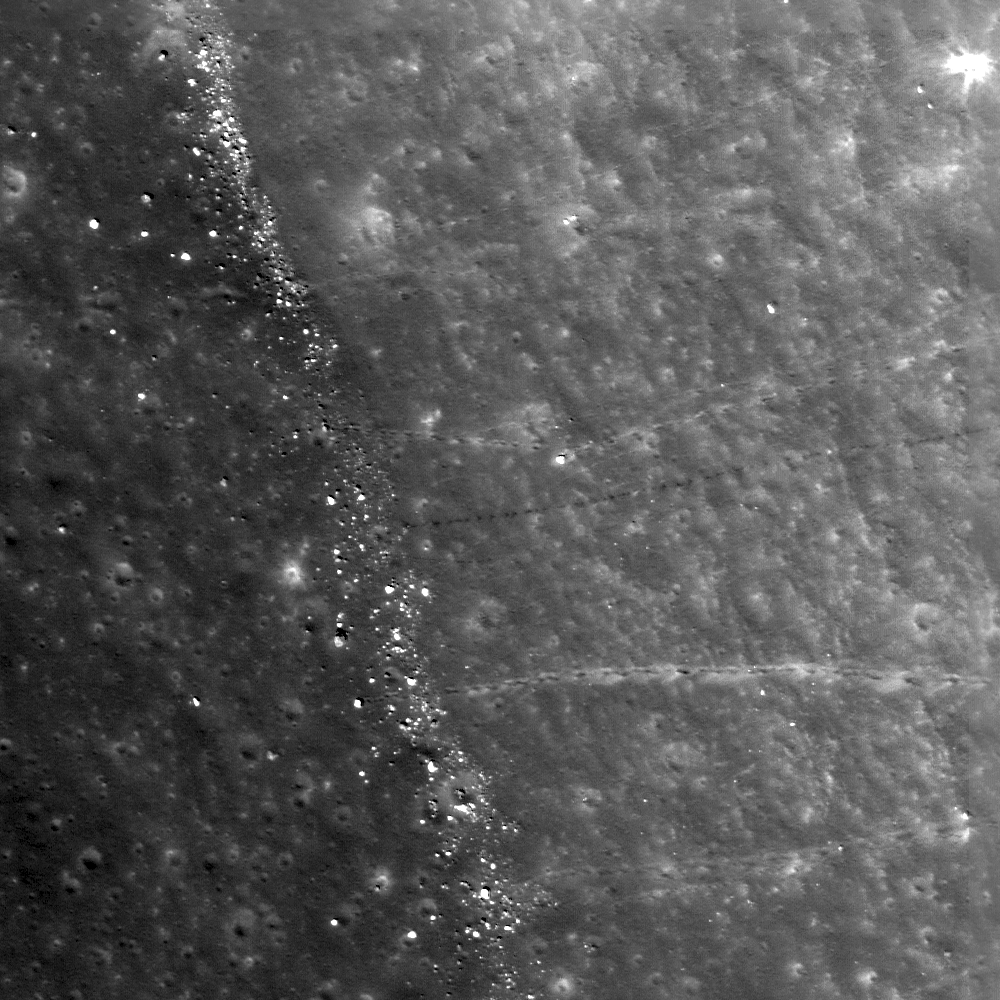 Boulder trails in Menelaus crater