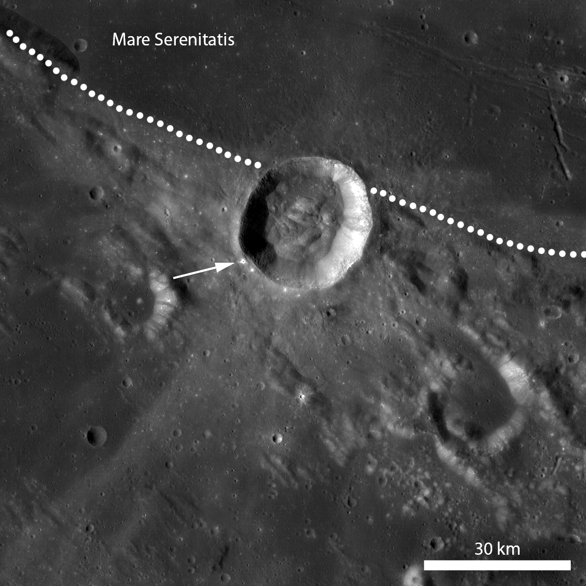 Small crater at the southern rim of Menelaus