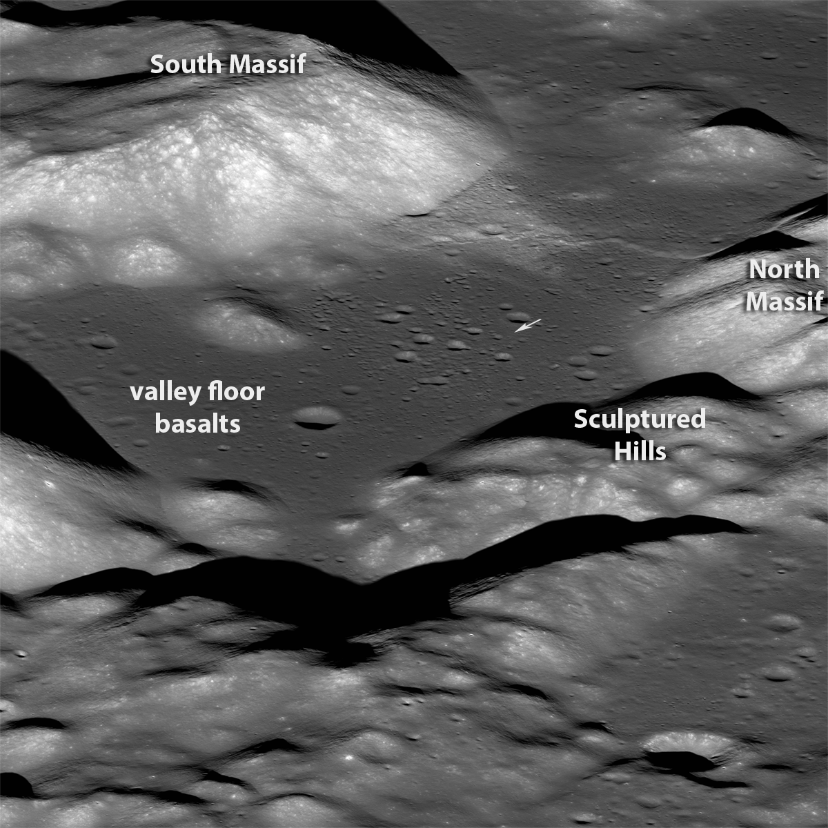 Annotated east-to-west Taurus Littrow oblique