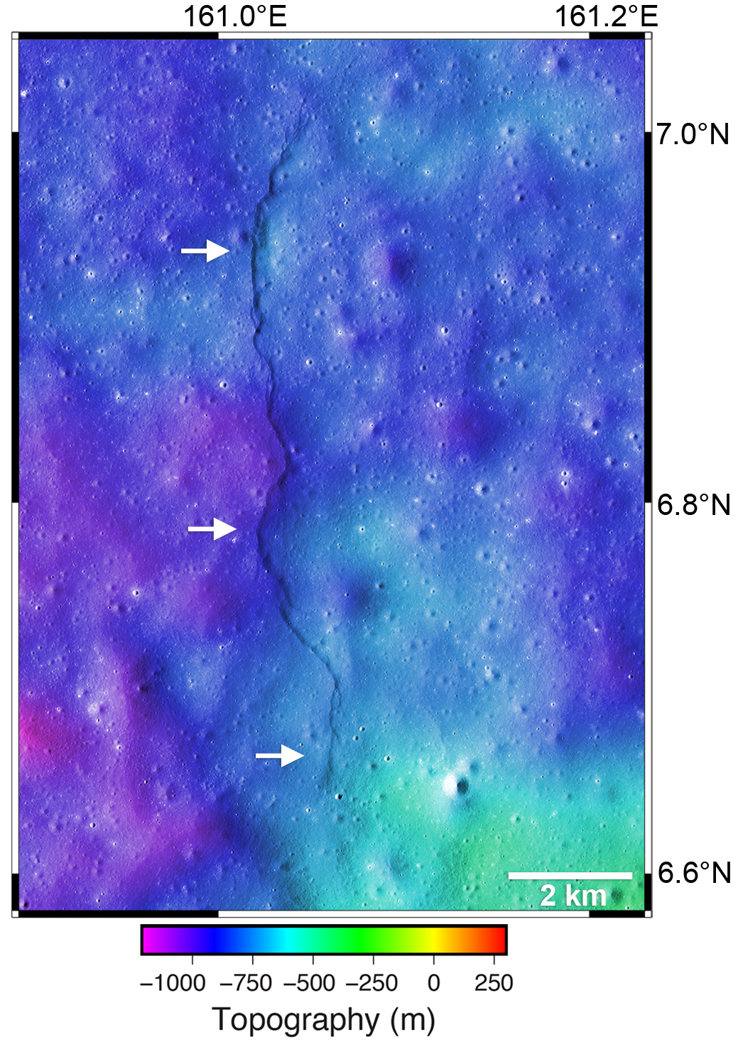 NAC topography overlain on lobate scarp