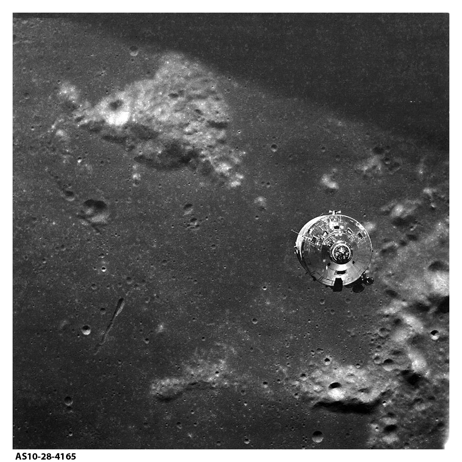 Apollo 10 photograph showing Command Module and Mt. Marilyn