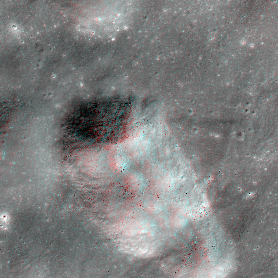 NAC Anaglyph: Secondary crater in Mare Australe