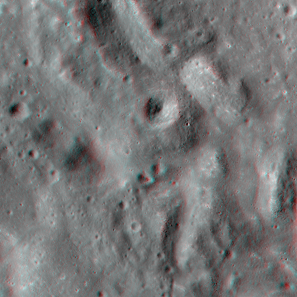 NAC Anaglyph: Fissures in Bowditch Crater