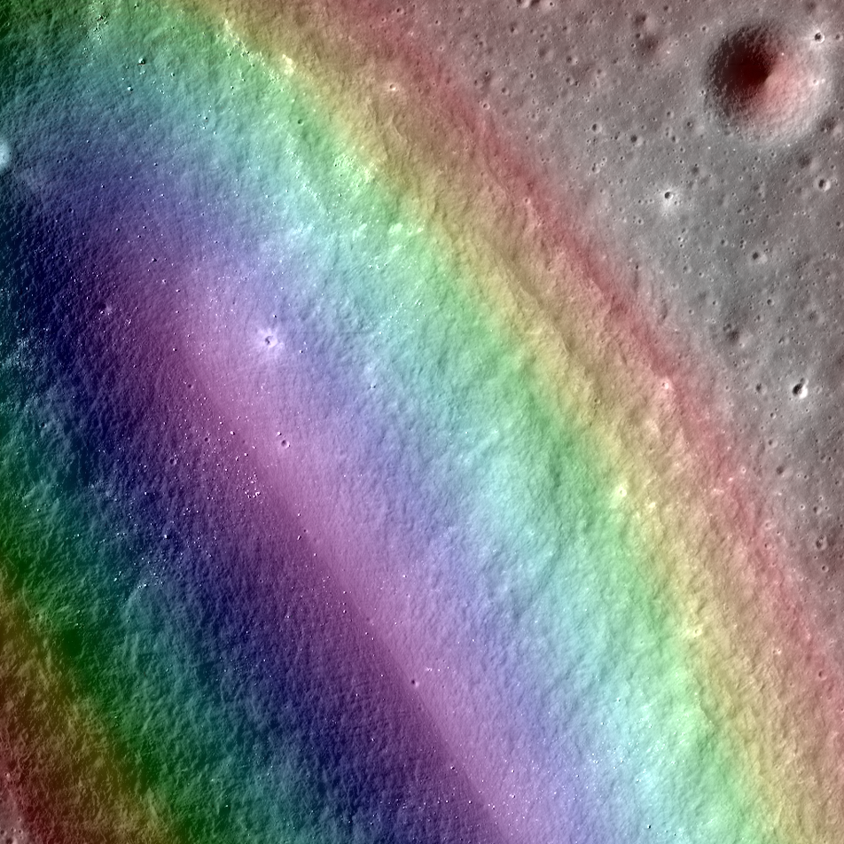 LROC NAC image overlaid with color slope map