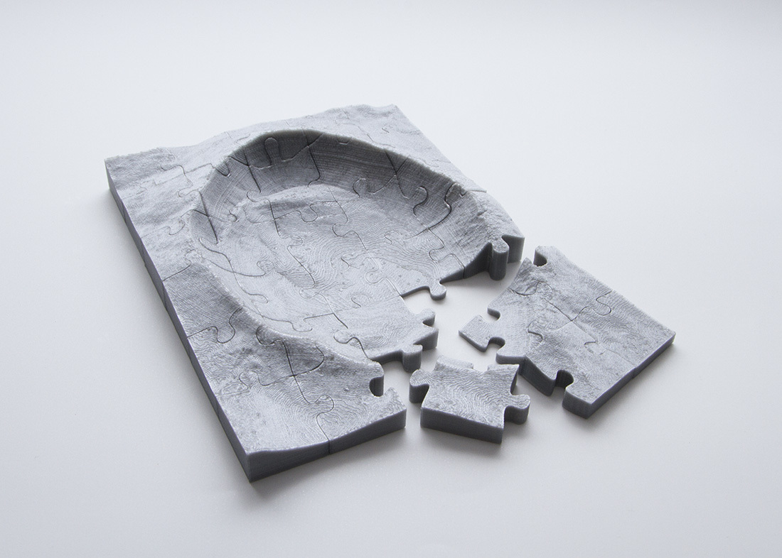 3d printable puzzle of Lamor Q crater