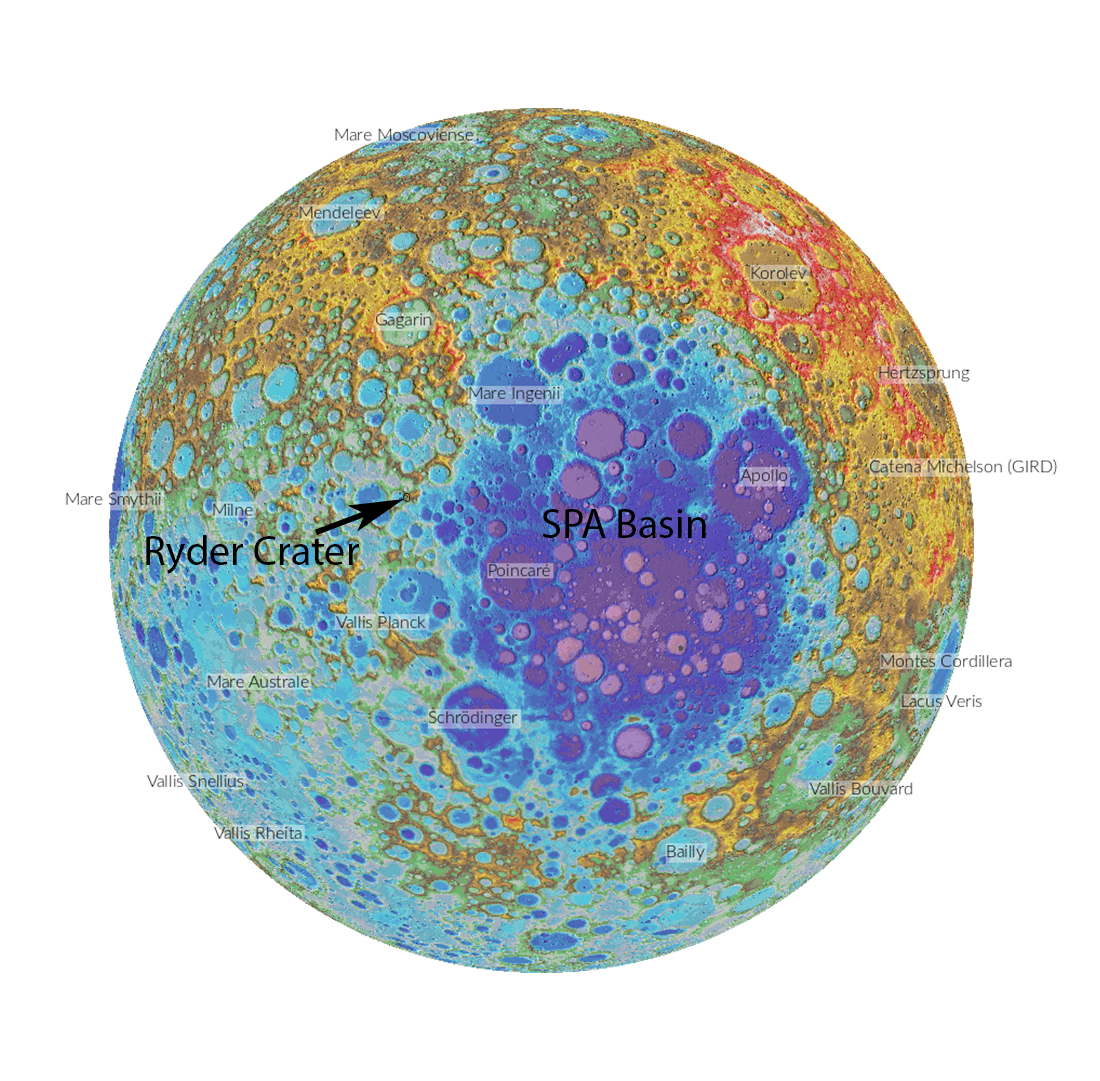 SPA and Ryder Crater
