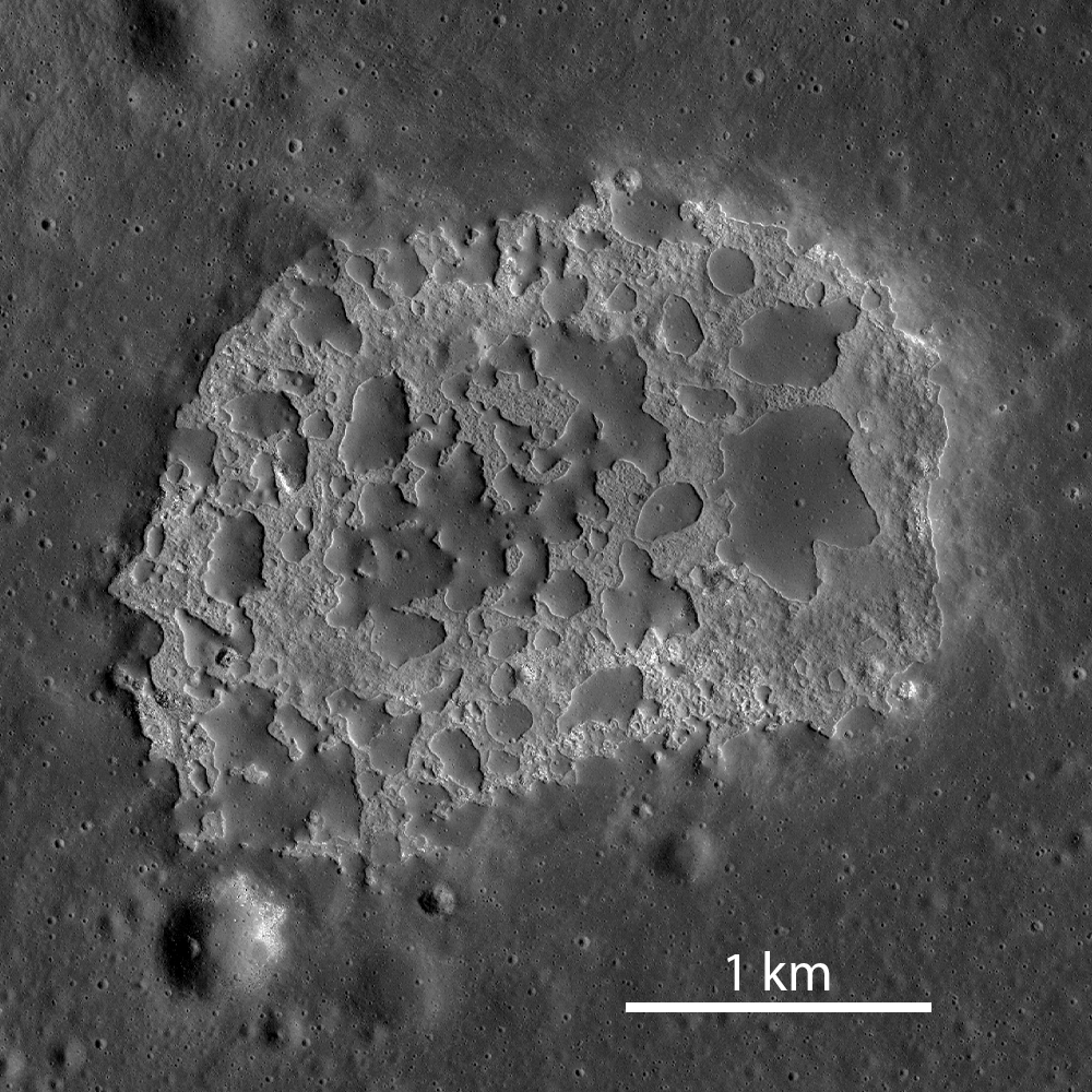 Rough terrain on the lunar surface known as Ina IMP