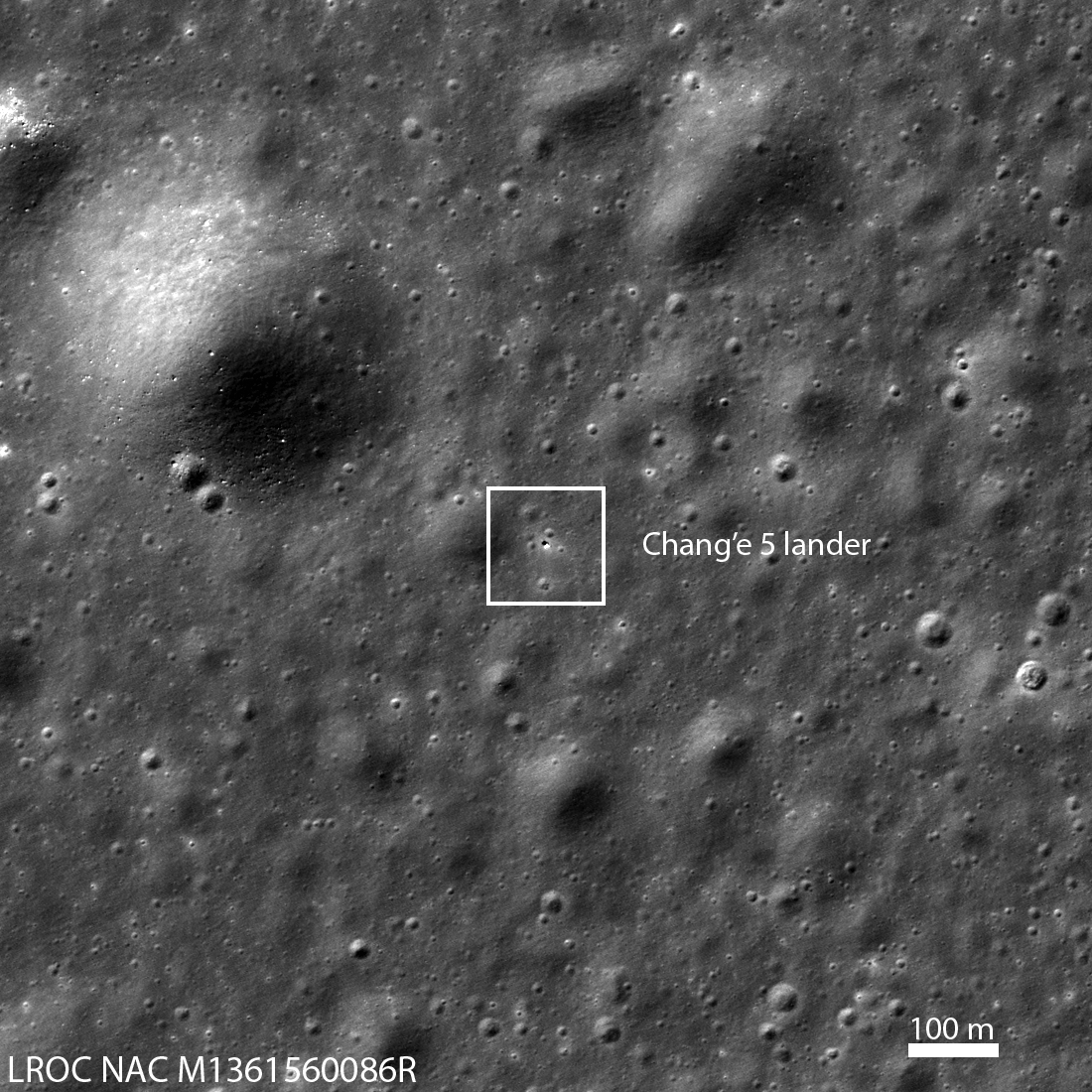 LROC NAC image of Chang'e 5 02 December 2020