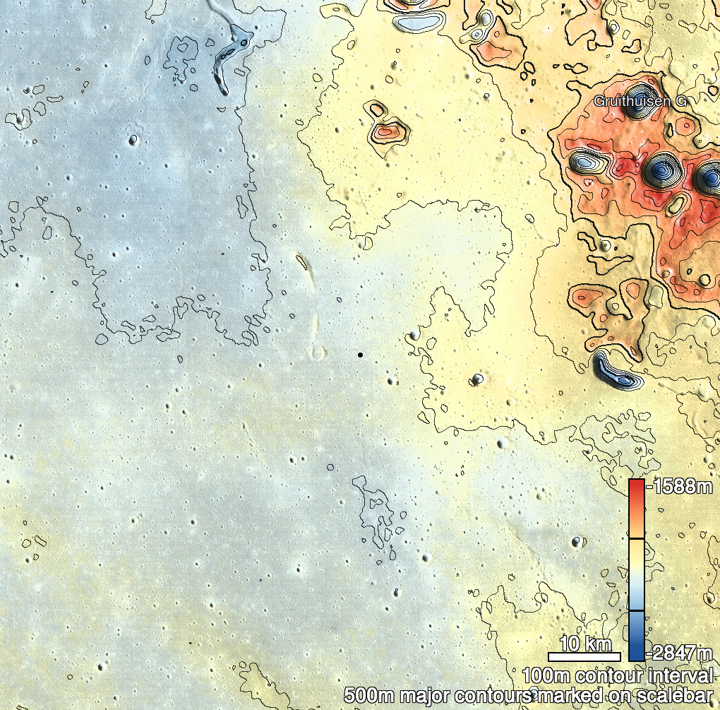 North Procellarum 1 Pit Shaded Relief