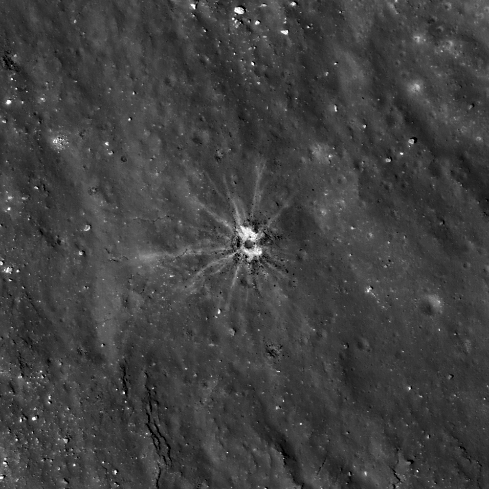 Rays From Tiny Crater