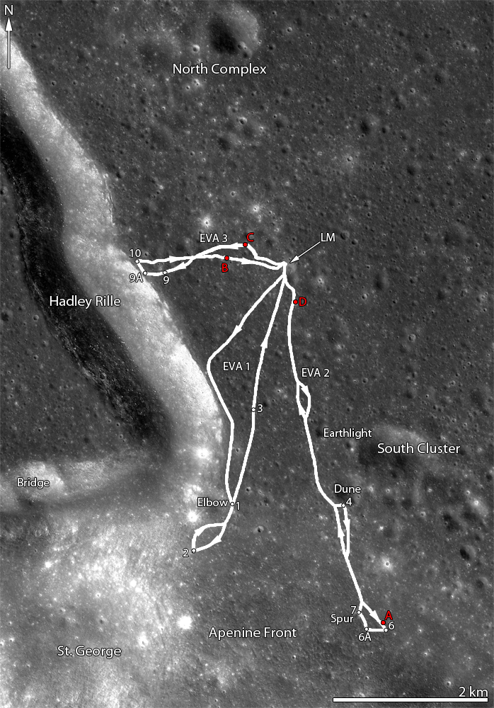 LROC Apollo 15 Traverse Map
